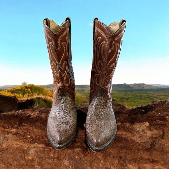 Brown Men\'s Cowboy Boots Stuart McGuire Leather Size 9 1/2 M embroidered main image 9